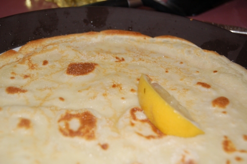crepe with lemon and sugar - the only way I ever ate "pancakes" growing up